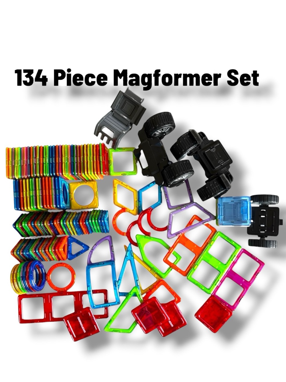 Magformers 134 Piece Magnetic Building Set Lot - STEM Toy Wheels Vehicles